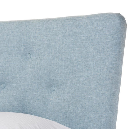 Baxton Studio Hannah Mid-Century Modern Sky Blue Fabric Queen Size Platform Bed