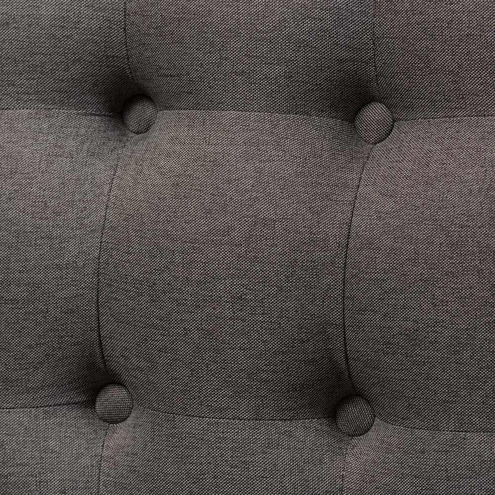 Grey Fabric and Natural Wood Finishing 3-Seater Settee Bench