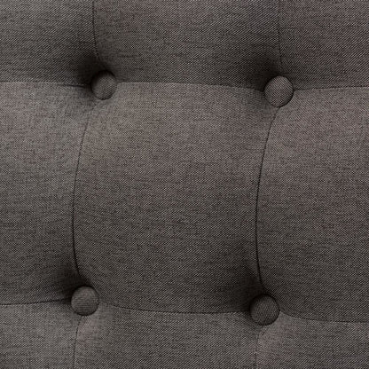 Grey Fabric and Natural Wood Finishing 3-Seater Settee Bench