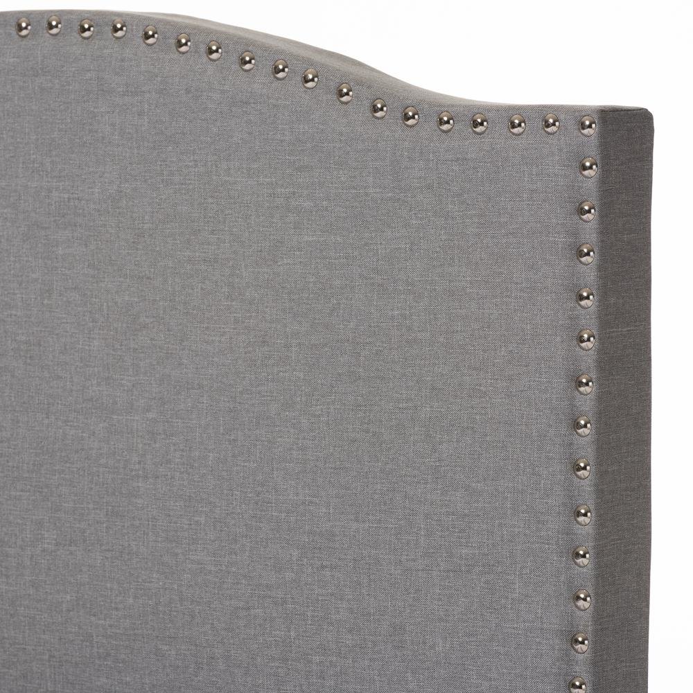Grey Fabric Upholstered Twin Size Arched Bed with Nail Heads