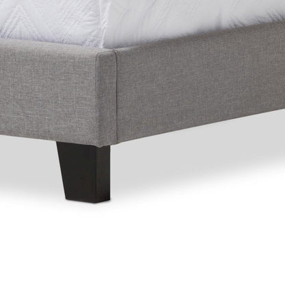Grey Fabric Upholstered Twin Size Arched Bed with Nail Heads