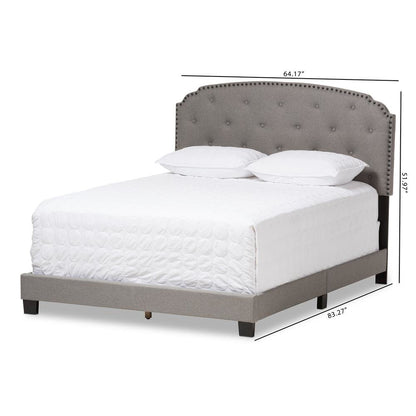 Lexi Modern and Contemporary Light Grey Fabric Upholstered Queen Size Bed