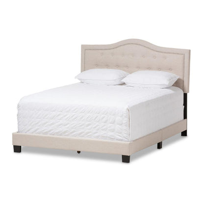 Emerson Modern and Contemporary Light Beige Fabric Upholstered Full Size Bed