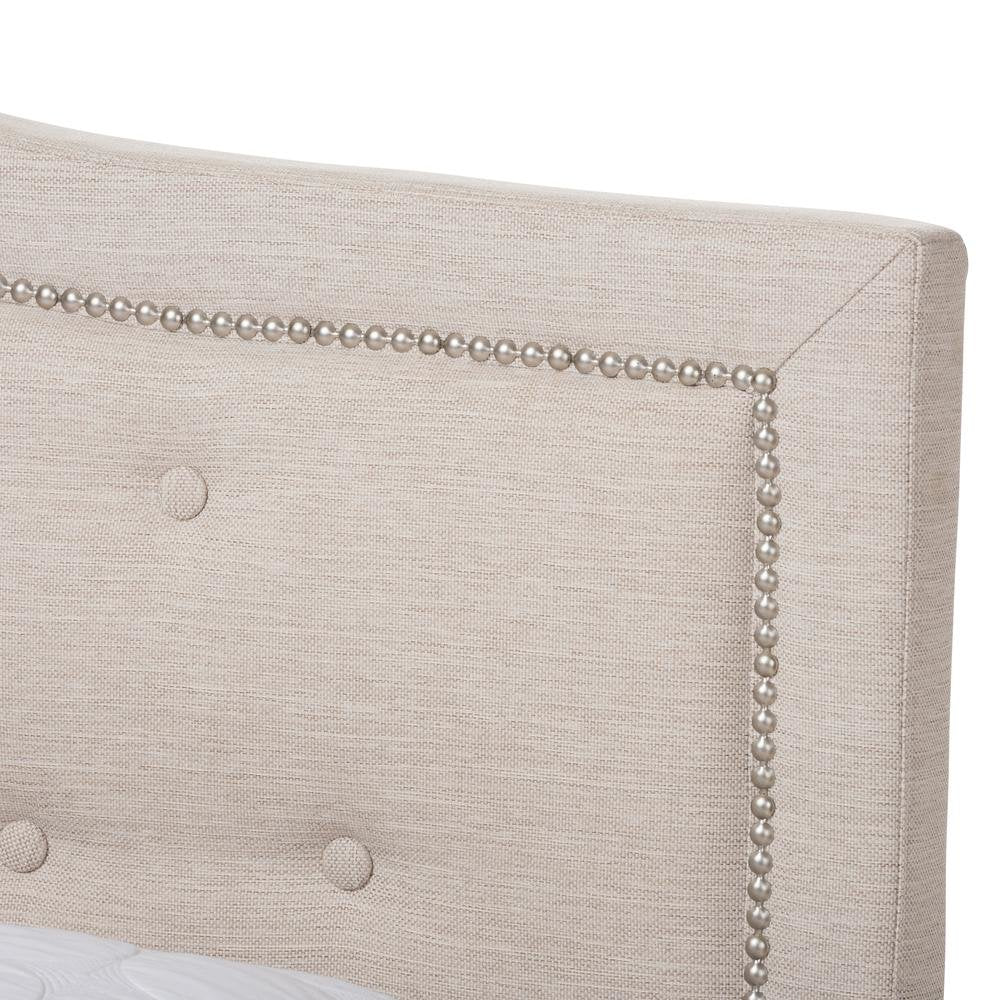 Emerson Modern and Contemporary Light Beige Fabric Upholstered Full Size Bed