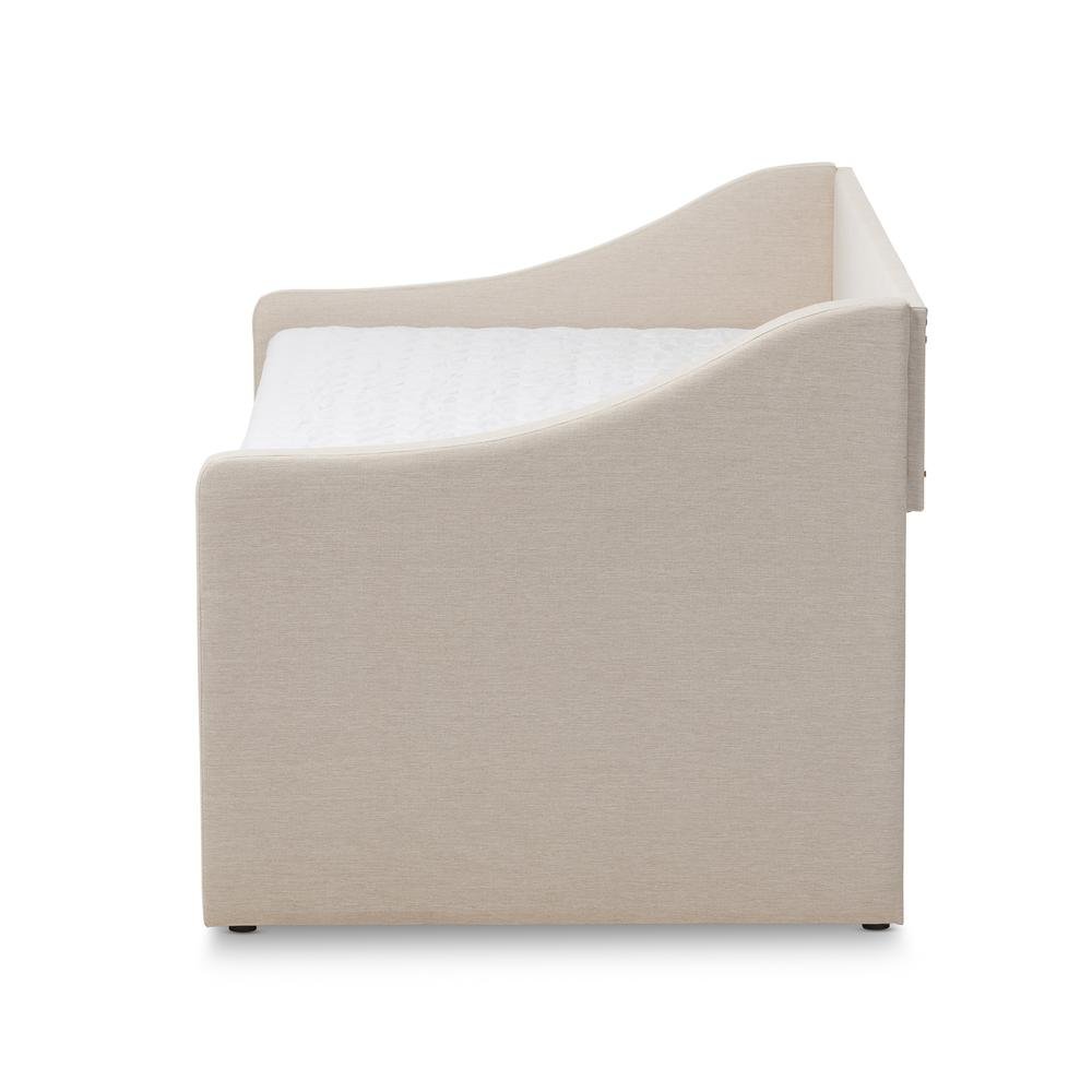 Beige Fabric Upholstered Daybed with Guest Trundle Bed