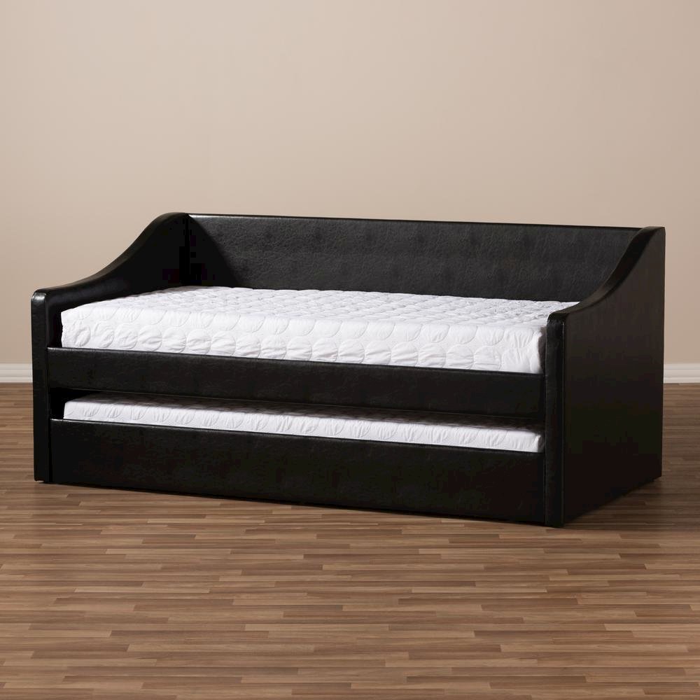 Barnstorm Modern and Contemporary Black Faux Leather Upholstered Daybed