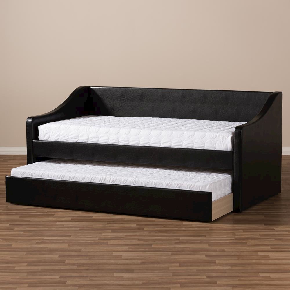 Barnstorm Modern and Contemporary Black Faux Leather Upholstered Daybed