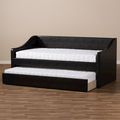 Barnstorm Modern and Contemporary Black Faux Leather Upholstered Daybed