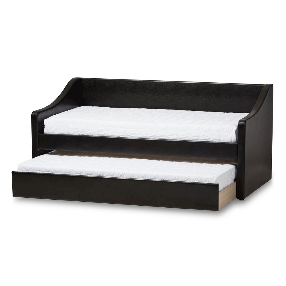 Barnstorm Modern and Contemporary Black Faux Leather Upholstered Daybed
