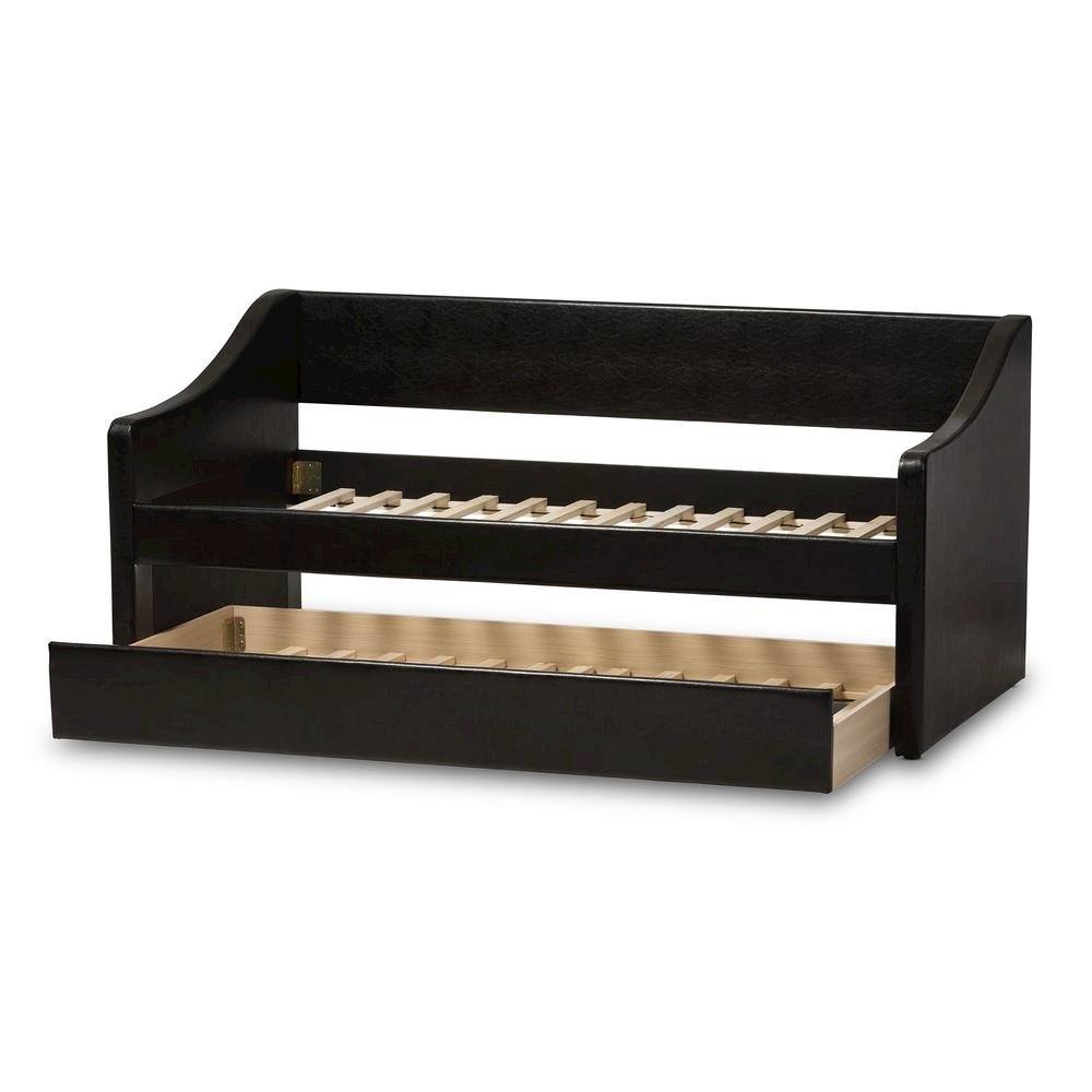 Barnstorm Modern and Contemporary Black Faux Leather Upholstered Daybed