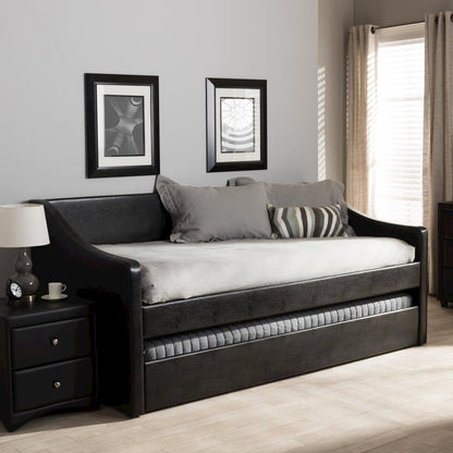 Barnstorm Modern and Contemporary Black Faux Leather Upholstered Daybed