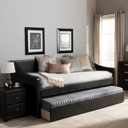 Barnstorm Modern and Contemporary Black Faux Leather Upholstered Daybed