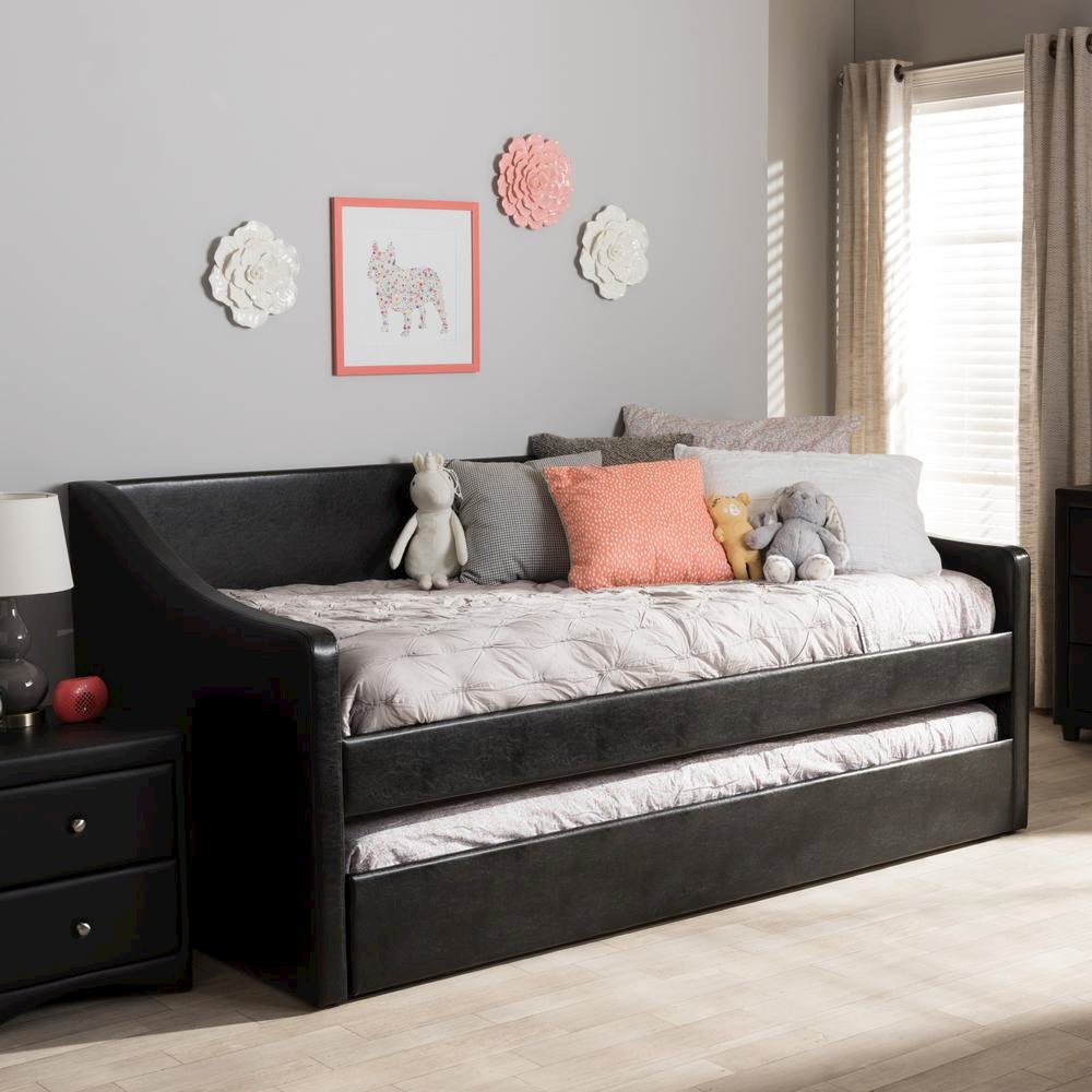 Barnstorm Modern and Contemporary Black Faux Leather Upholstered Daybed