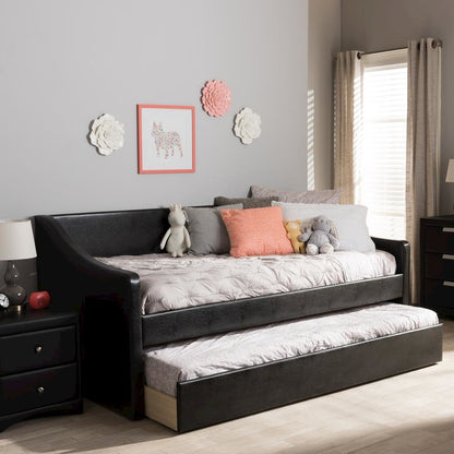 Barnstorm Modern and Contemporary Black Faux Leather Upholstered Daybed