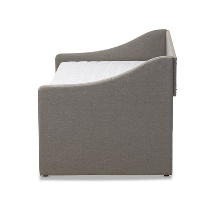 Grey Fabric Upholstered Daybed with Guest Trundle Bed