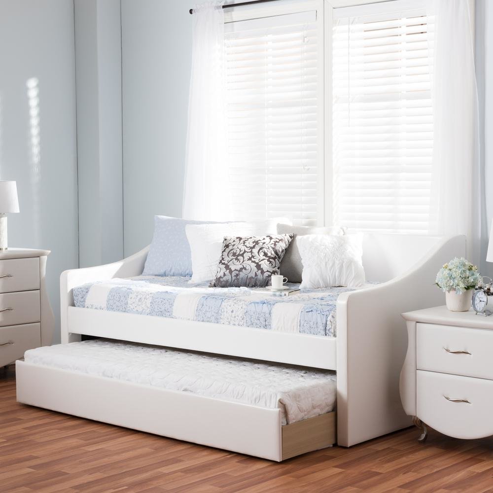 Barnstorm Modern and Contemporary White Faux Leather Upholstered Daybed