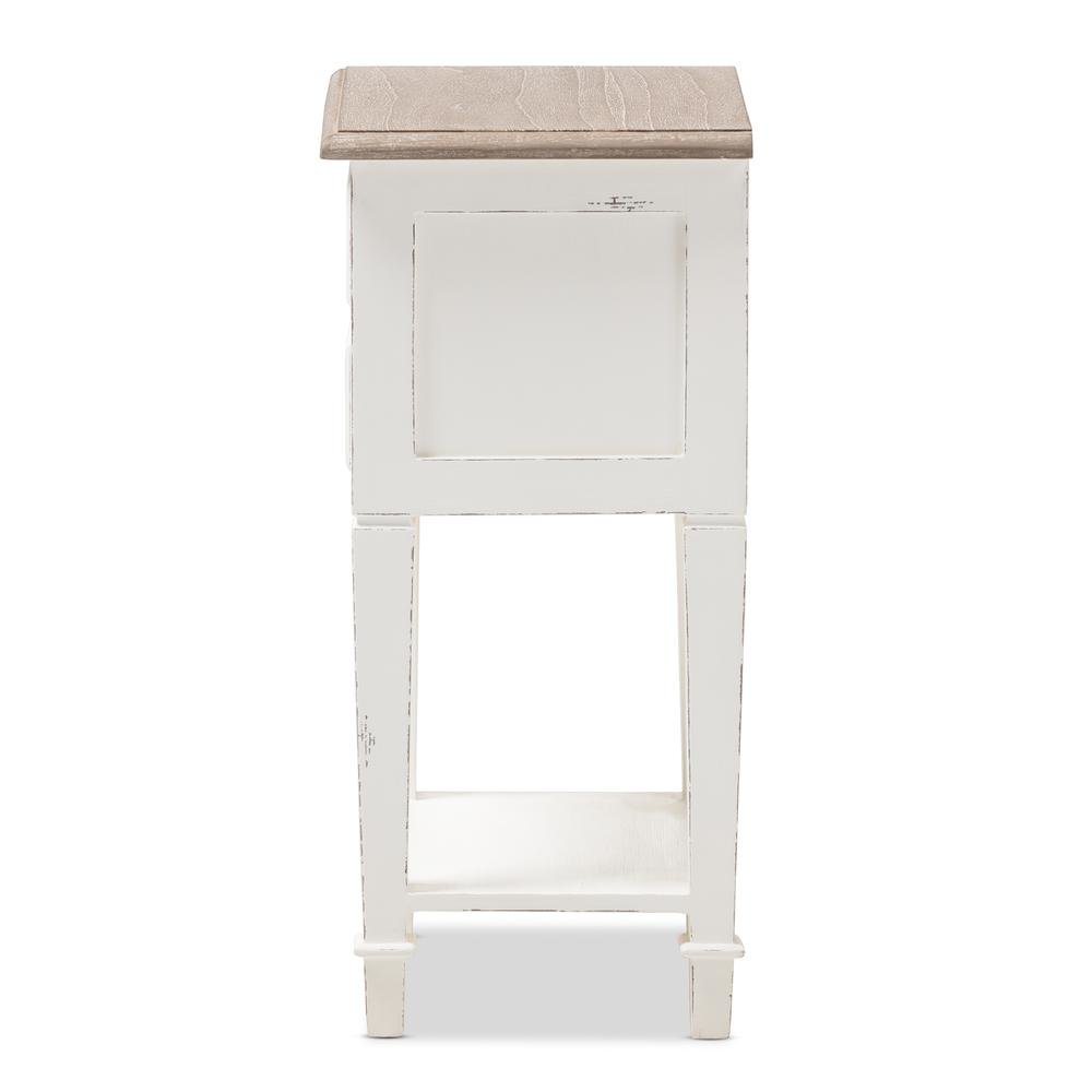 Weathered Oak and White Wash Distressed Finish Wood Nightstand