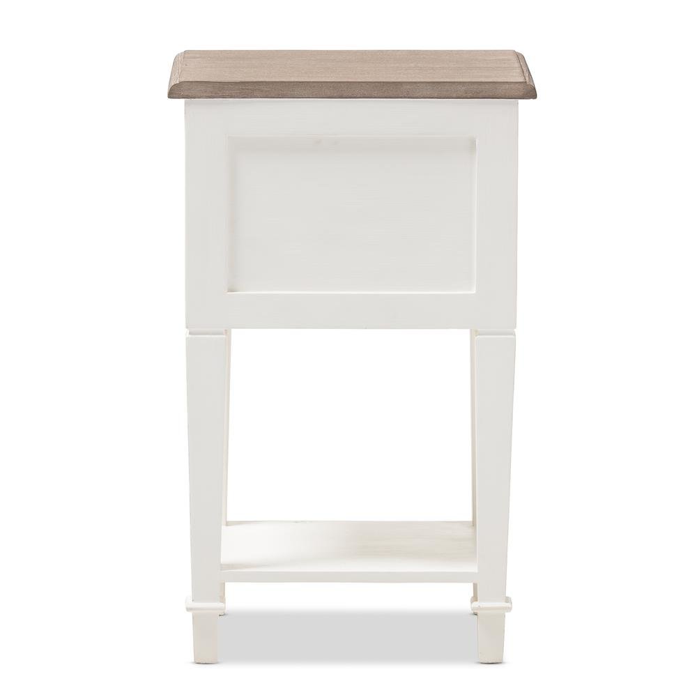 Weathered Oak and White Wash Distressed Finish Wood Nightstand