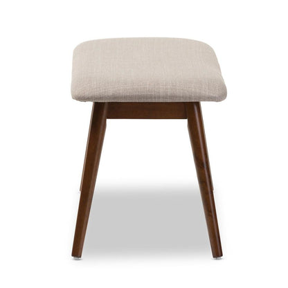 Modern Light Grey Fabric and "Oak" Medium Brown Finishing Wood Dining Bench