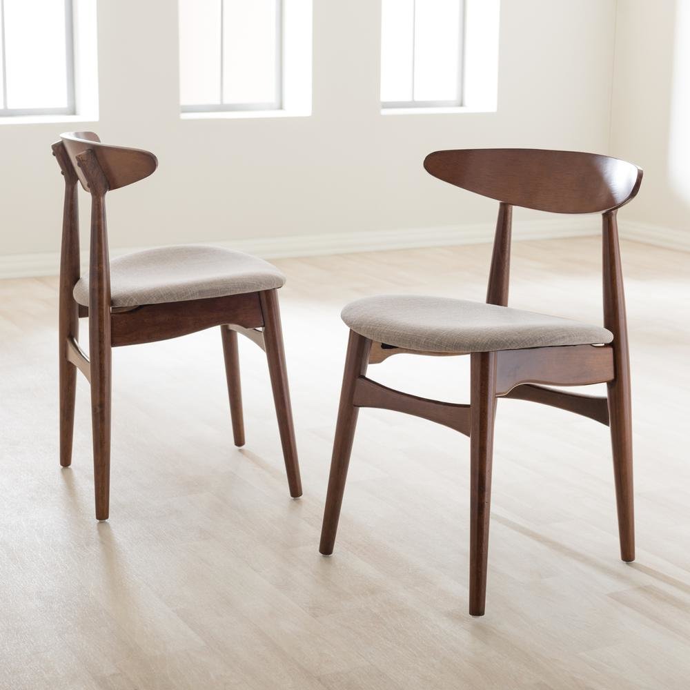 Modern Light Grey Fabric and "Oak" Medium Brown Finishing Wood Dining Chair