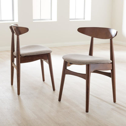 Modern Light Grey Fabric and "Oak" Medium Brown Finishing Wood Dining Chair