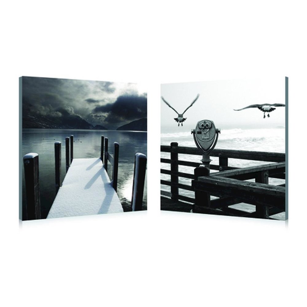 Lake Lookout Mounted Photography Print Diptych Black/White