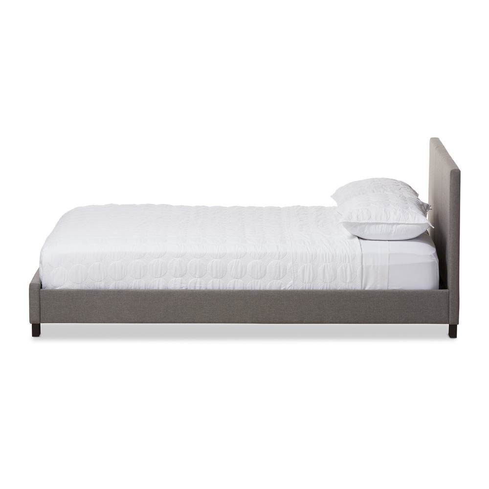 Grey Fabric Upholstered Panel-Stitched Full Size Platform Bed