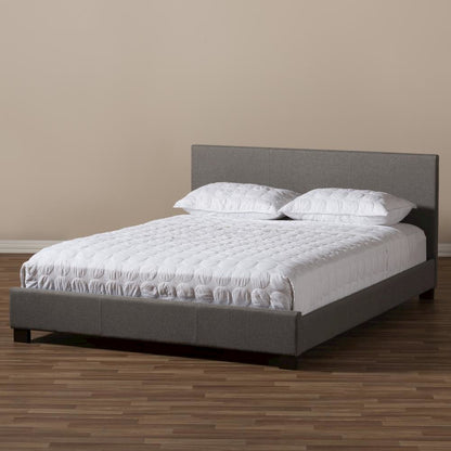 Grey Fabric Upholstered Panel-Stitched Full Size Platform Bed