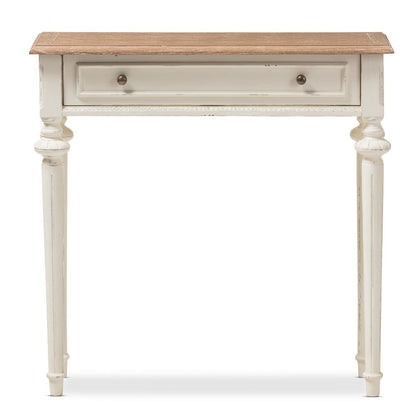 Weathered Oak and White Wash Distressed Finish Wood Two-Tone Console Table