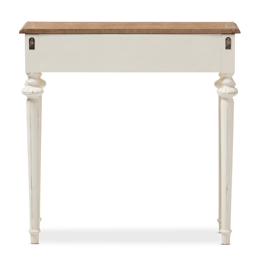 Weathered Oak and White Wash Distressed Finish Wood Two-Tone Console Table