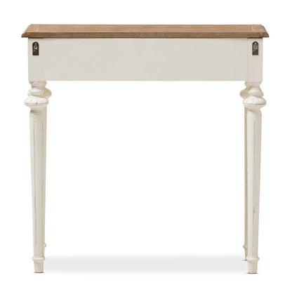Weathered Oak and White Wash Distressed Finish Wood Two-Tone Console Table