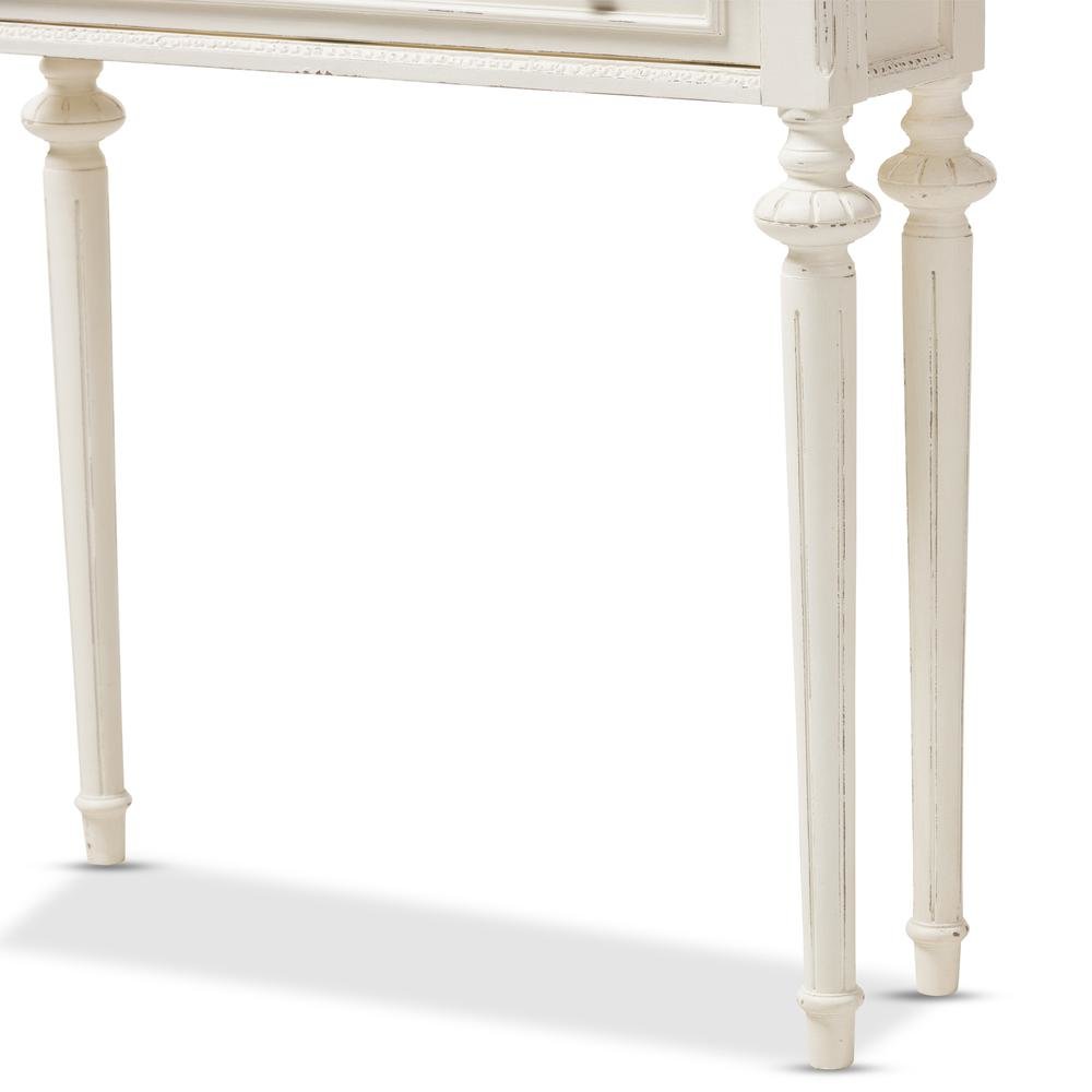 Weathered Oak and White Wash Distressed Finish Wood Two-Tone Console Table