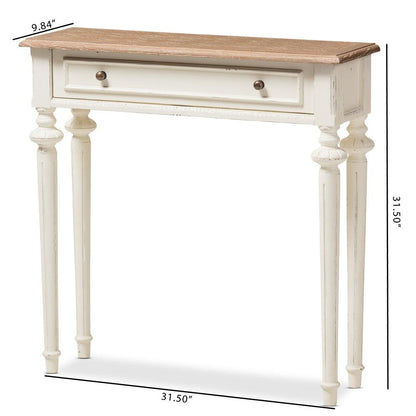 Weathered Oak and White Wash Distressed Finish Wood Two-Tone Console Table