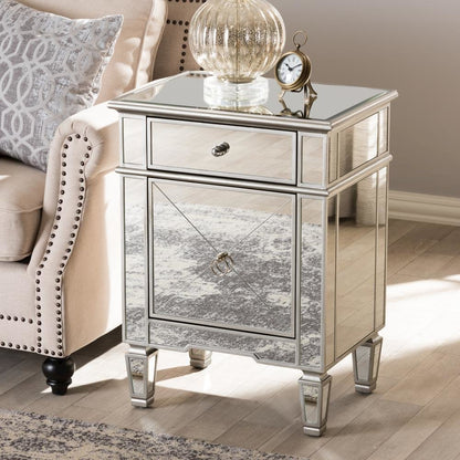 Baxton Studio Claudia Hollywood Regency Glamour Style Mirrored End Table