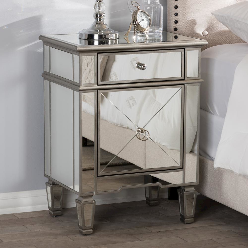 Baxton Studio Claudia Hollywood Regency Glamour Style Mirrored End Table