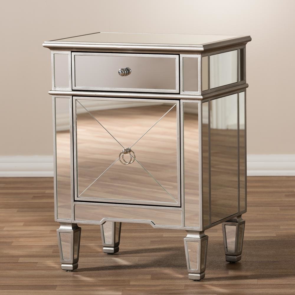 Baxton Studio Claudia Hollywood Regency Glamour Style Mirrored End Table
