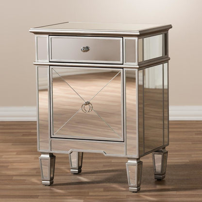 Baxton Studio Claudia Hollywood Regency Glamour Style Mirrored End Table