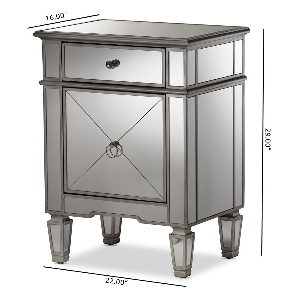 Baxton Studio Claudia Hollywood Regency Glamour Style Mirrored End Table
