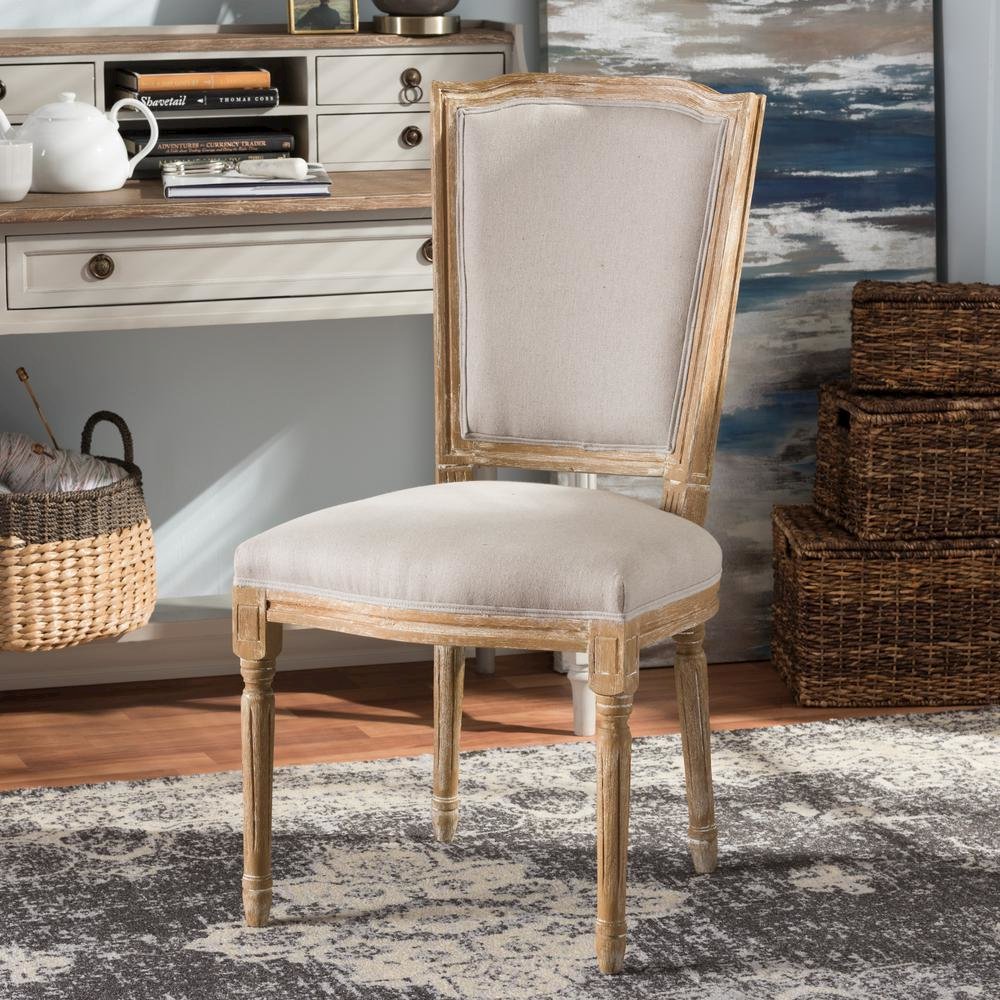Beige Fabric Upholstered Dining Side Chair