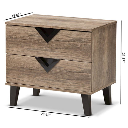 Swanson Modern and Contemporary Light Brown Wood 2-Drawer Nightstand