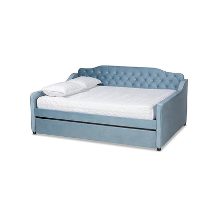 Button Tufted Queen Size Daybed with Trundle