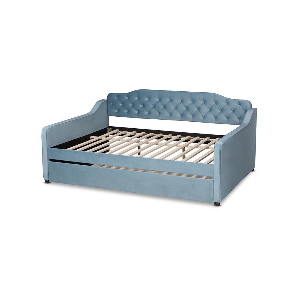 Button Tufted Queen Size Daybed with Trundle
