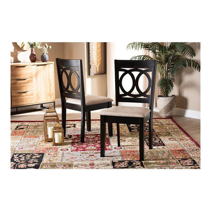 Fabric Upholstered Espresso Brown Finished Wood 2-Piece Dining Chair Set Set