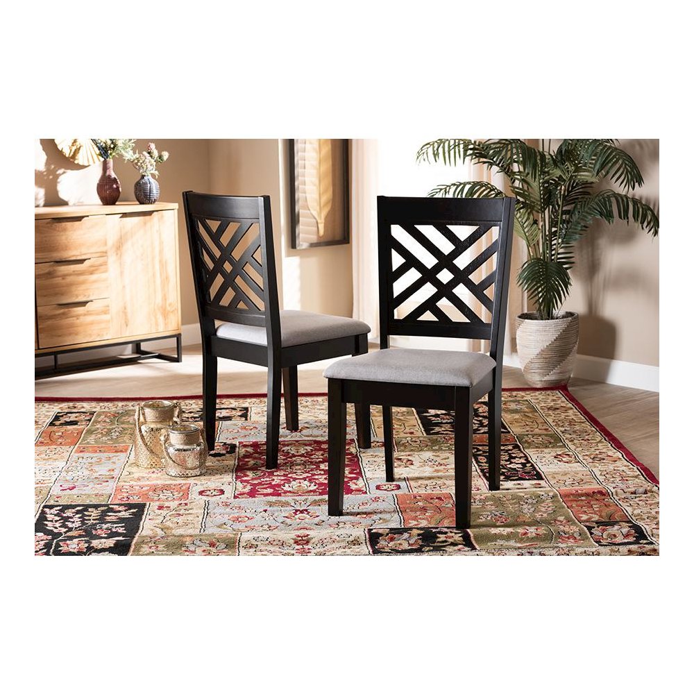 Espresso Brown Finished Wood 2-Piece Dining Chair Set Set