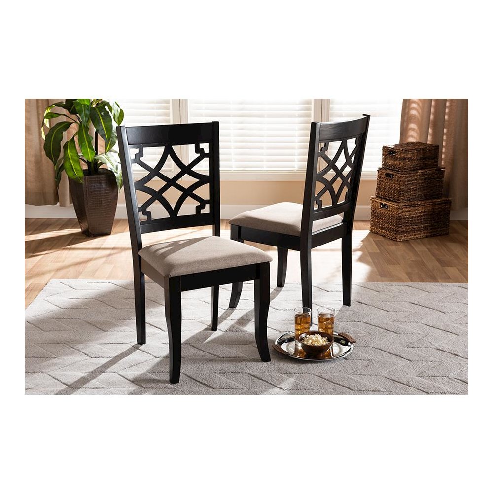 Espresso Brown Finished Wood 2-Piece Dining Chair Set