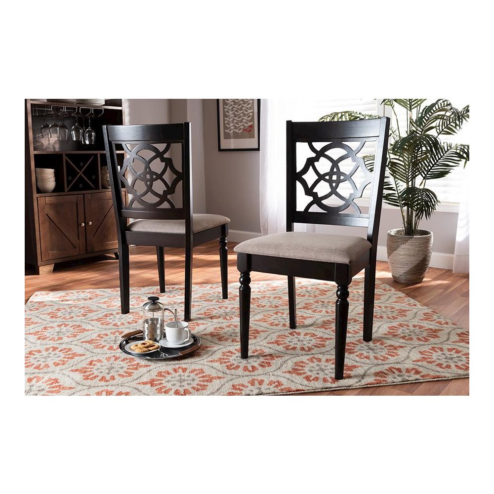 Espresso Brown Finished Wood 2-Piece Dining Chair Set Set