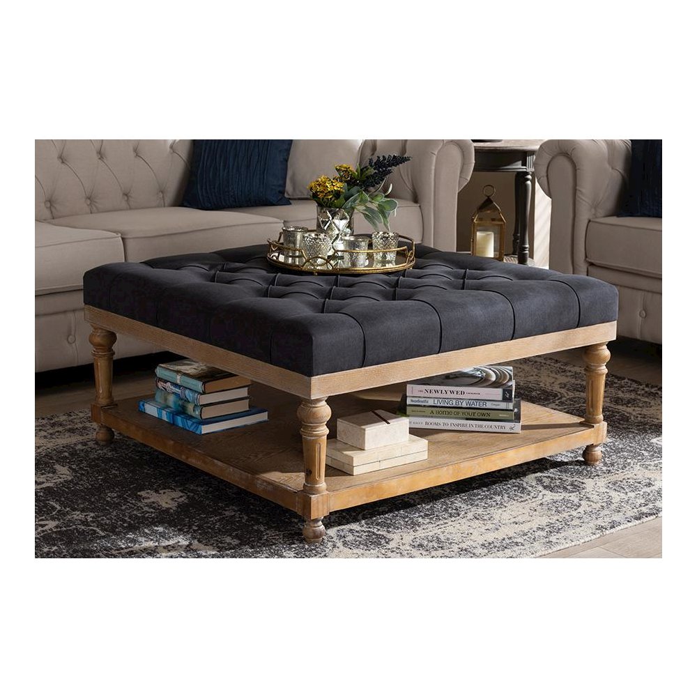 Greywashed Wood Cocktail Ottoman