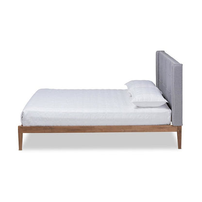 Ash Walnut Brown Finished Wood King Size Platform Bed