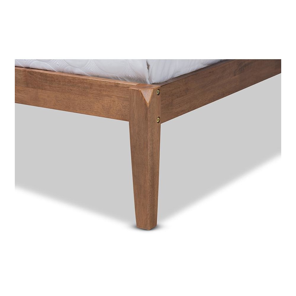Ash Walnut Brown Finished Wood King Size Platform Bed