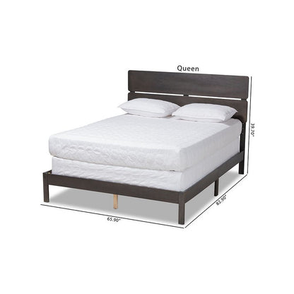 Anthony Modern and Contemporary Dark Grey Oak Finished Wood Queen Size Panel Bed